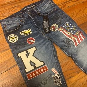 American eagle x Keith Haring jeans